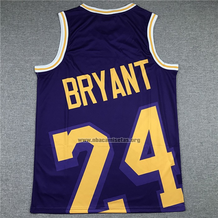 Camiseta Los Angeles Lakers Kobe Bryant NO 24 Mitchell & Ness Big Face Violeta
